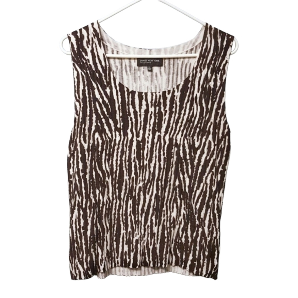 Jones New York Brown Zebra Stripe Knit Sleeveless (JN108) Final Price